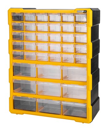 DELI ταμπακιέρα DL432039, 39 θέσεων, 38x16x47.5cm, πλαστική, κίτρινη/μαύρη