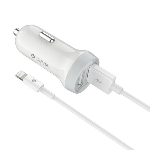 Devia car charger Smart 2x USB 3,1A white + Lightning cable