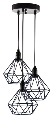 POWERTECH τρίφωτο φωτιστικό οροφής HLL-0004, E27, Φ20, μεταλλικό, μαύρο