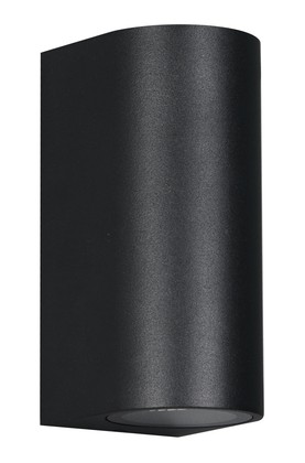 POWERTECH φωτιστικό τοίχου HLL-0188 για 2x GU10 λάμπες, μεταλλικό, IP65, μαύρο