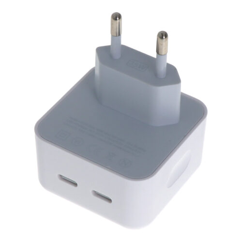 35W Dual Type-C Port Compact Power Adapter with Package HQ White EU Plug