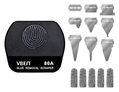 BEST εργαλείο αφαίρεσης κόλλας VBST-80B με 9x λεπίδες & 5x finger sleeves, για επισκευές κινητών