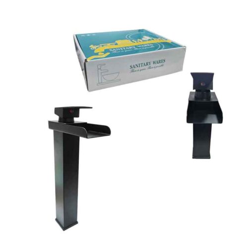 Sanitary Wares Μαύρη Μπαταρία Νιπτήρα με Ρουξούνι Καταρράκτη - Black Basin Faucet with Waterfall Spout
