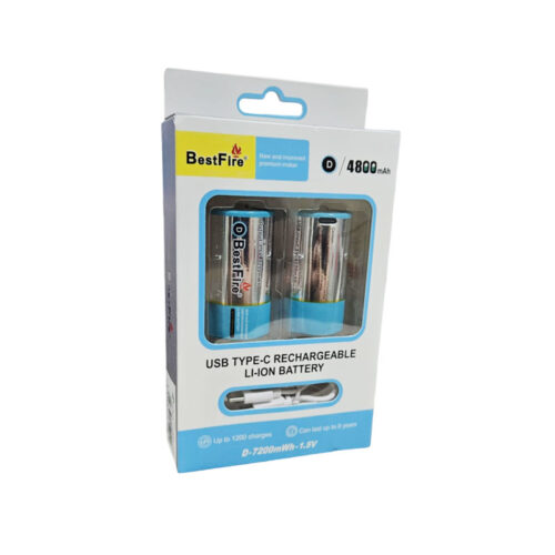 BestFire Επαναφορτιζόμενες Μπαταρίες D 4800mAh με USB Type-C - Rechargeable Batteries with USB