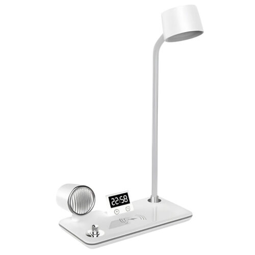 LED Φωτιστικό Γραφείου 4 σε 1 με Ασύρματο Φορτιστή, Ηχείο Bluetooth και Ρολόι - LED Desk Lamp 4 in 1 with Wireless Charger, Bluetooth Speaker and Clock