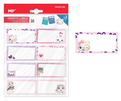 MP αυτοκόλλητες ετικέτες τετραδίων PN125-105, 65x32mm, 8 σχέδια, 16τμχ