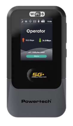 POWERTECH 5G mobile router PT-1512, WiFi 6, AX900 dual band, 4000mAh