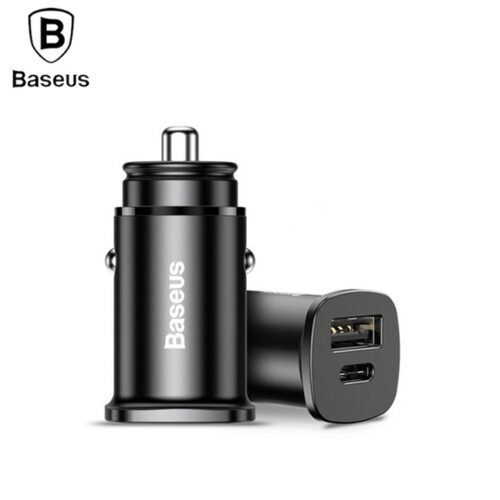 BASEUS 12V 30W, USB-A + USB-C, black - CCALL-YS01