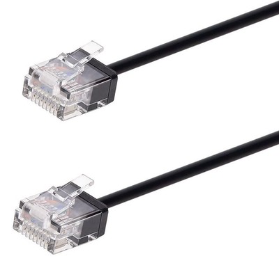 POWERTECH καλώδιο δικτύου CAB-N428, Cat 6A U/UTP, ultra slim, copper, 500MHz, 0.15m, μαύρο