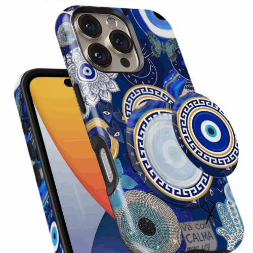 Θήκη iPhone για Όλα τα μοντέλα 3D Design Με PopSocket και Σχέδιο Blue Eye (Κωδ:1098)