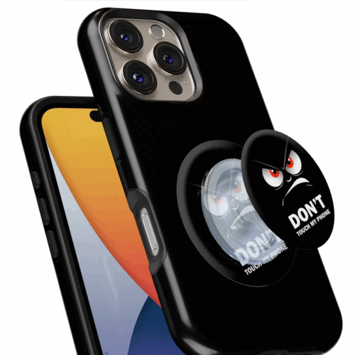 Θήκη iPhone για Όλα τα μοντέλα 3D Design Με PopSocket και Σχέδιο Don't Touch! (Κωδ:1112)