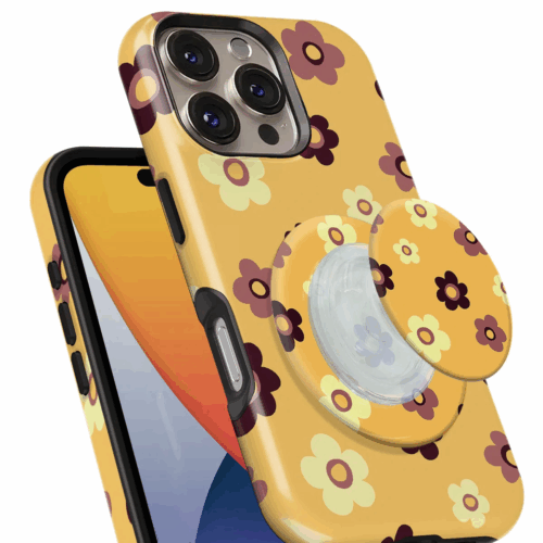Θήκη iPhone για Όλα τα μοντέλα 3D Design Με PopSocket και Σχέδιο Cute Yellow Flowers (Κωδ:1090)