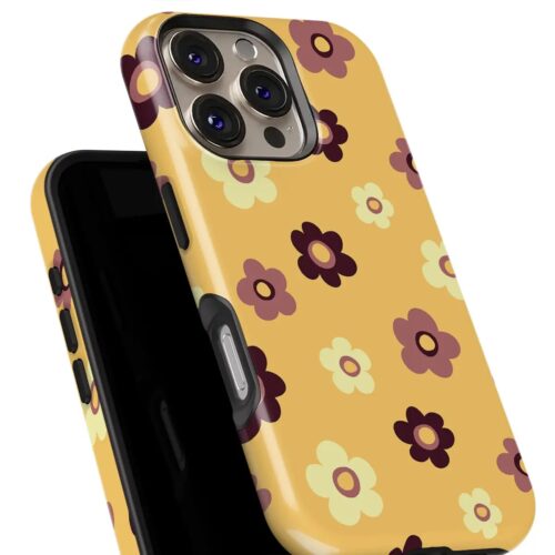 Θήκη Samsung για Όλα τα μοντέλα 3D Design Με Σχέδιο Retro Flowers Yellow (Κωδ:1076)