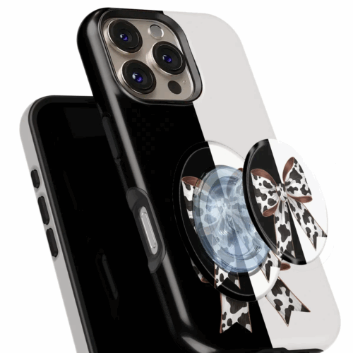 Θήκη Samsung για Όλα τα μοντέλα 3D Design Με PopSocket και Σχέδιο Cow Bow (Κωδ:1082)