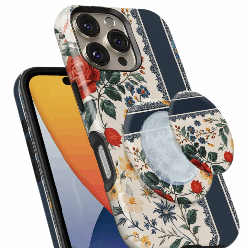 Θήκη Samsung για Όλα τα μοντέλα 3D Design Με PopSocket και Σχέδιο Vintage Flower Embroidery (Κωδ:1094)