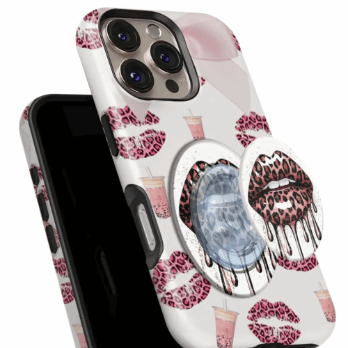 Θήκη Xiaomi για Όλα τα μοντέλα 3D Design Με PopSocket και Σχέδιο Lips and Smoothies (Κωδ:1084)