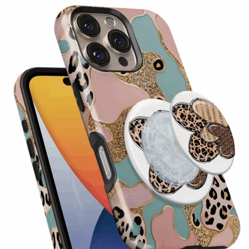 Θήκη Xiaomi για Όλα τα μοντέλα 3D Design Με PopSocket και Σχέδιο Leopards and Colors (Κωδ:1104)