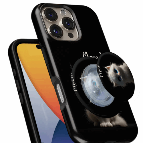 Θήκη Xiaomi για Όλα τα μοντέλα 3D Design Με PopSocket και Σχέδιο Meow (Κωδ:1110)