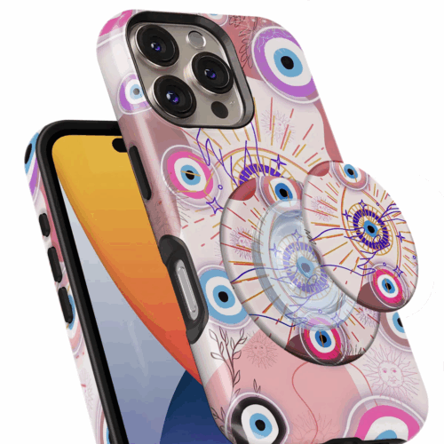 Θήκη Xiaomi για Όλα τα μοντέλα 3D Design Με PopSocket και Σχέδιο Pink Eye (Κωδ:1111)