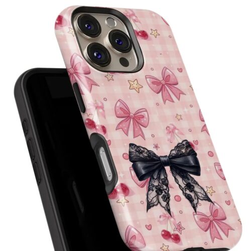 Θήκη Xiaomi για Όλα τα μοντέλα 3D Design Με Σχέδιο Pink Cherry Bow Lace (Κωδ:1069)