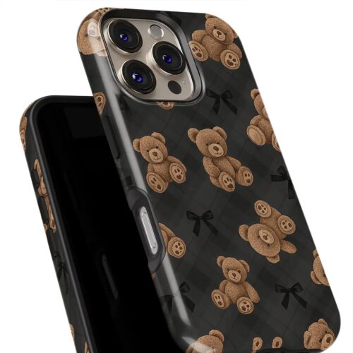 Θήκη Xiaomi για Όλα τα μοντέλα 3D Design Με Σχέδιο Teddy Bear and Ribbon Black (Κωδ:1175)