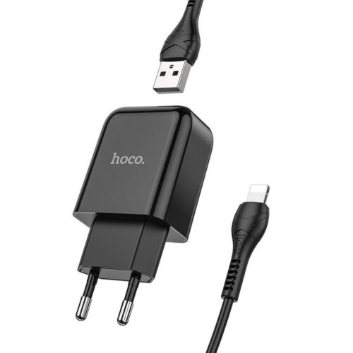 HOCO N2 travel charger USB A +cable USB A to Lightning 2.1A black