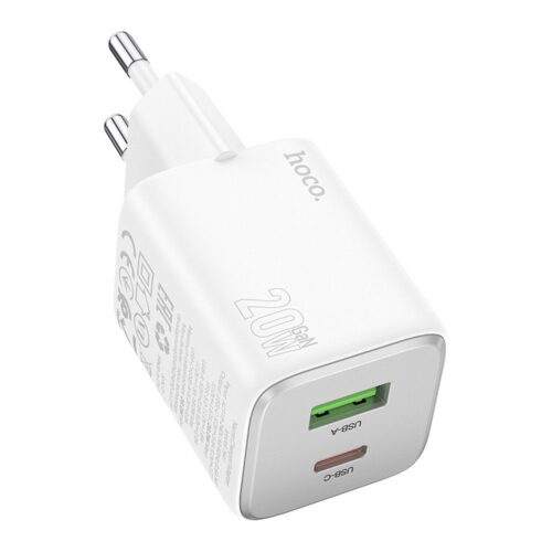 HOCO N41 charger USB A + TypeC PD QC 3A 20W white