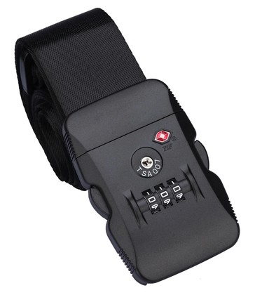 HOME USE ιμάντας βαλίτσας HUH-0245 με λουκέτο συνδυασμού TSA, ρυθμιζόμενος, 2m, μαύρος