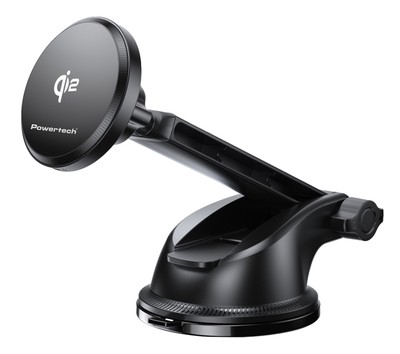 POWERTECH ασύρματος φορτιστής & βάση smartphone αυτοκινήτου PT-1492, Qi2, 15W, μαύρος