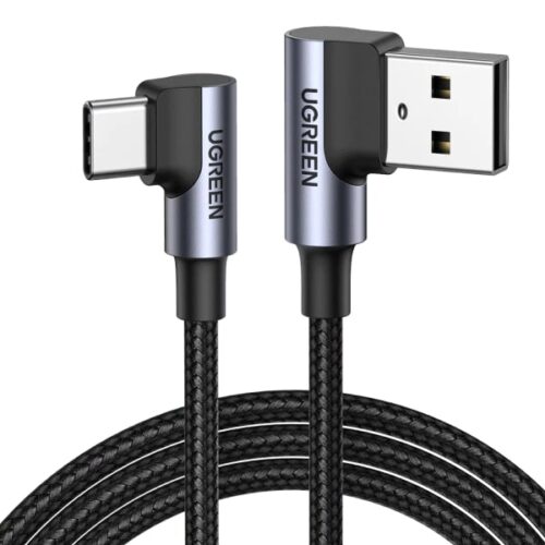 UGREEN Cable USB-A to USB-C, 1m, 3A, Angled, Gray - US176 / 20856