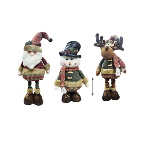 Χριστουγεννιάτικες Λούτρινες Φιγούρες Άγιος Βασίλης, Χιονάνθρωπος και Τάρανδος με Πόδια που Ρυθμίζονται 43–51cm - Christmas Plush Figures Santa Claus, Snowman and Reindeer with Adjustable Legs
