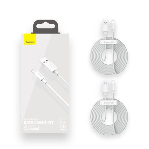 BASEUS Cables USB-A - Lightning, 1.5m, 2.4A (SET 2pcs.), TZCALZJ-02 white