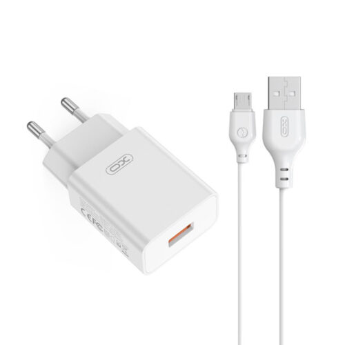 XO 220V 18W, 1*USB-A, cable USB-A to Micro (white) - L127