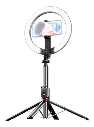 USAMS φωτιστικό δαχτυλίδι LED ZB323 με τρίποδο & βάση smartphone, μαύρο