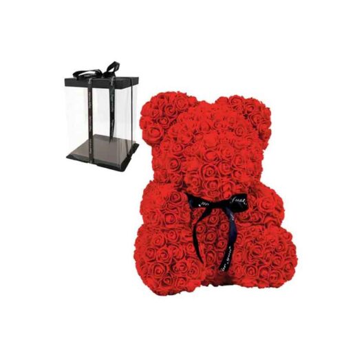 Αρκουδάκι από Τεχνητά Τριαντάφυλλα Κόκκινο 35cm - Teddy Bear Made of Artificial Roses Red 35cm
