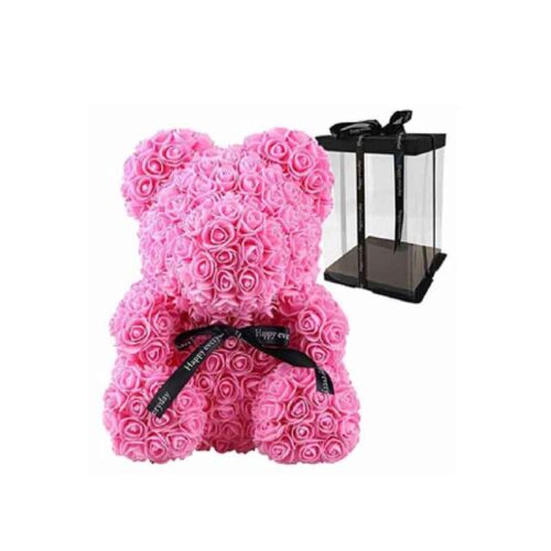 Αρκουδάκι από Τεχνητά Τριαντάφυλλα Ροζ 35cm - Teddy Bear Made of Artificial Roses Pink 35cm