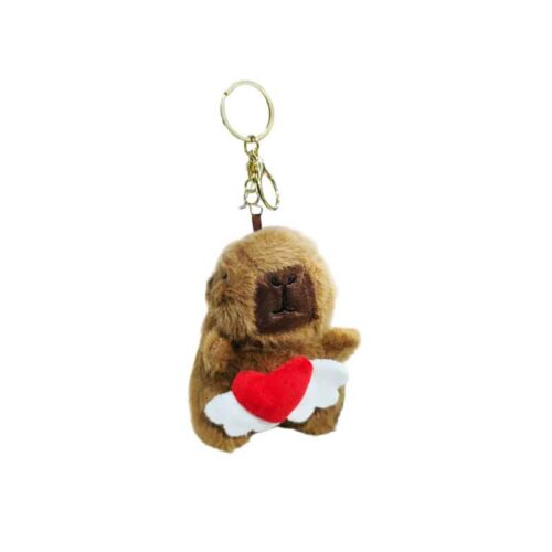 Λούτρινο Μπρελόκ Καπιμπάρα με Καρδιά 12cm – Plush Capybara Keychain with Heart