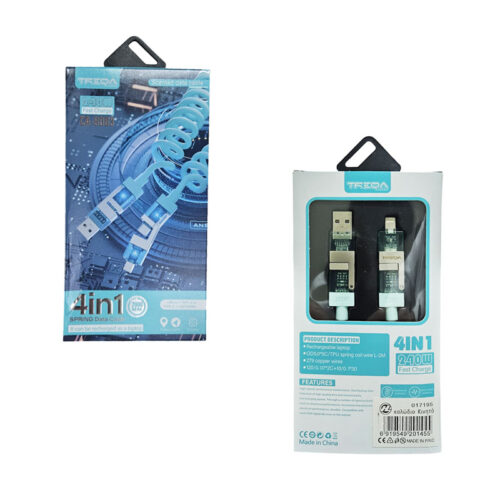 Treqa Καλώδιο Φόρτισης και Δεδομένων 4 σε 1 CA-8003 – Fast Charge Data Cable