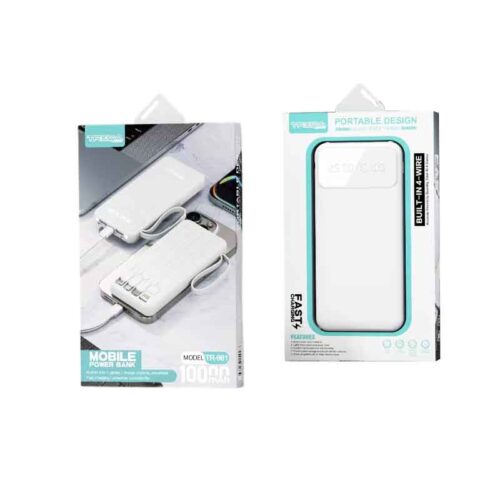 Treqa Power Bank Φορητός Φορτιστής 10000mAh με Ενσωματωμένα Καλώδια TR-981 - Mobile Power Bank 10000mAh with Built-in Cables