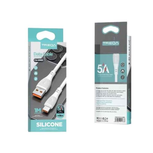 Treqa Καλώδιο Φόρτισης και Δεδομένων USB σε Type-C 5A Σιλικόνης 1m– USB to Type-C 5A Silicone Data Cable