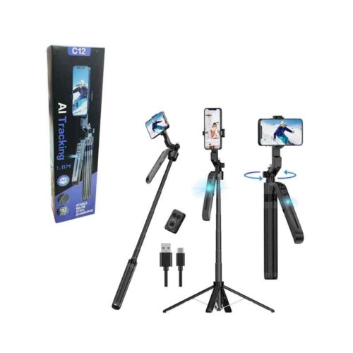 Selfie Stick Τρίποδο Με AI Tracking C12 – Selfie Stick Tripod With AI Tracking C12