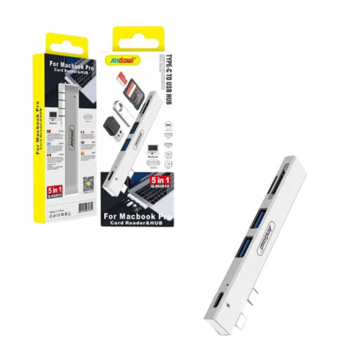 Αντάπτορας USB-C Hub 5 σε 1 για MacBook Pro με Θύρες USB και Card Reader - USB-C Hub 5 in 1 Adapter for MacBook Pro with USB Ports and Card Reader