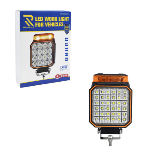 Rchang Προβολέας Εργασίας LED 30W για Οχήματα με Πορτοκαλί Φάρο W18437-5 - LED Work Light for Vehicles