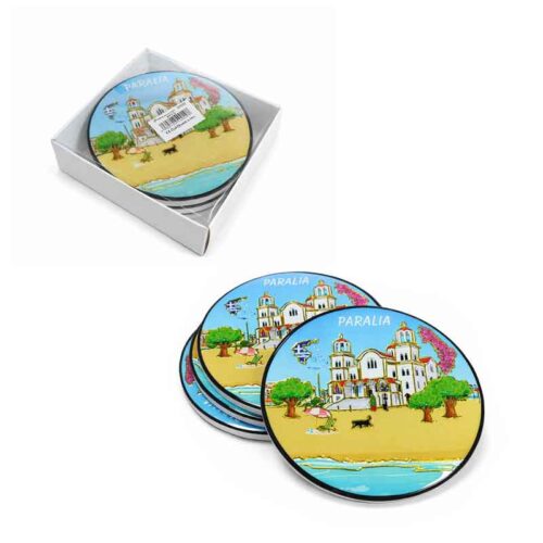 Σετ Σουβέρ Ελλάδα Παραλία Στρογγυλά - Greece Paralia Round Coasters