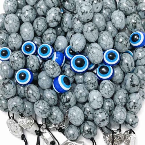 Κομπολόι με Ματάκι και Οβάλ Χάντρες 23εκ - Evil Eye Oval Beaded Worry Beads