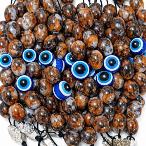 Κομπολόι με Ματάκι και Οβάλ Χάντρες 23εκ - Evil Eye Oval Beaded Worry Beads