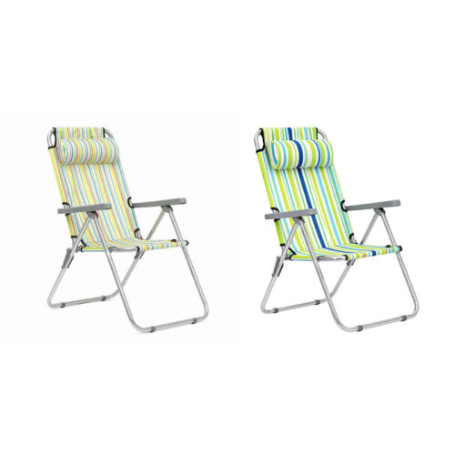 Καρέκλα Παραλίας Πτυσσόμενη Ριγέ Με Μαξιλαράκι - Beach Chair