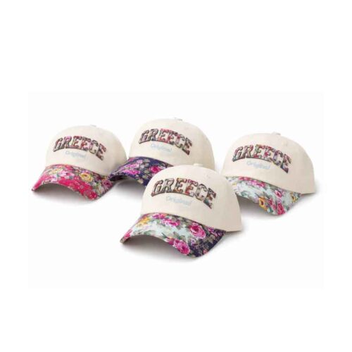 Καπέλο Τζόκεϊ Σουβενίρ Ελλάδα με Φλοράλ Σχέδιο - Greece Souvenir Floral Baseball Cap