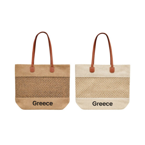 Ψάθινη Τσάντα Θαλάσσης Greece - Straw Beach Tote Bag
