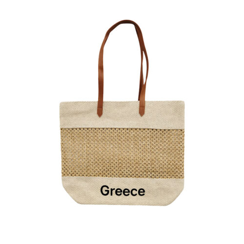Ψάθινη Τσάντα Θαλάσσης Greece - Straw Beach Tote Bag